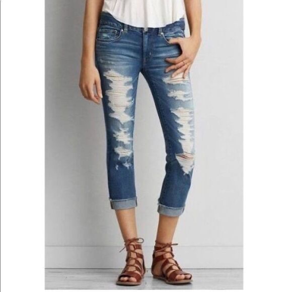 AEO Artist Crop Jeans Sz 4 - Picture 1 of 11